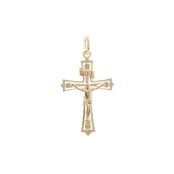18k Yellow Gold Crucifix Jesus Cross Pendant