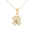 18k Yellow Gold Cubic Clover Drop Italian Necklace