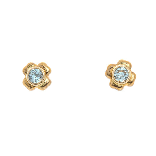 18k Yellow Gold Cubic Post Ann Earrings