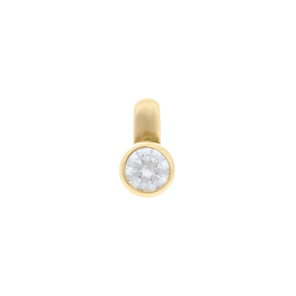 18k Yellow Gold Cubic Round Bezel Italy Pendant