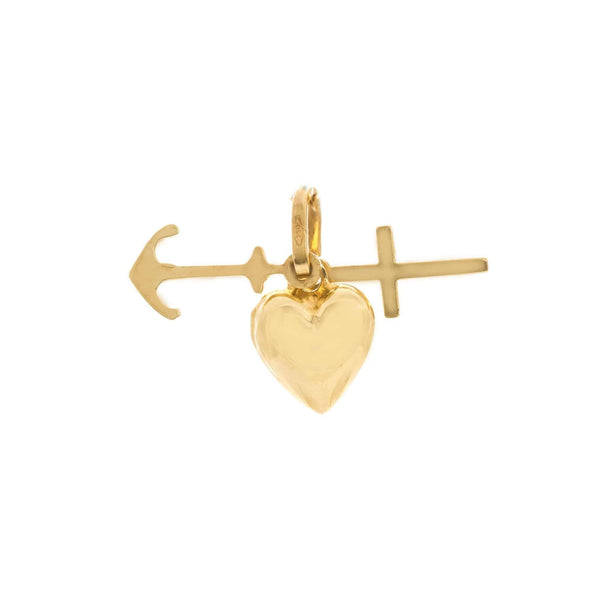 18k Yellow Gold Faith Hope Love Charity Pendant