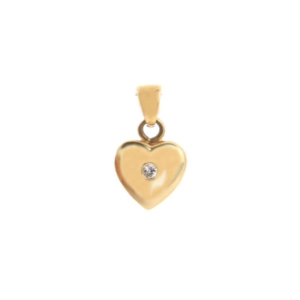 18k Yellow Gold Flat Heart Cubic Italy Pendant