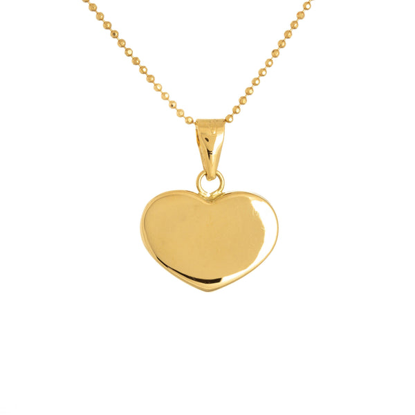 18k Yellow Gold Flat High Polish Heart Necklace