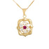 18k Yellow Gold Floral Framed Necklace