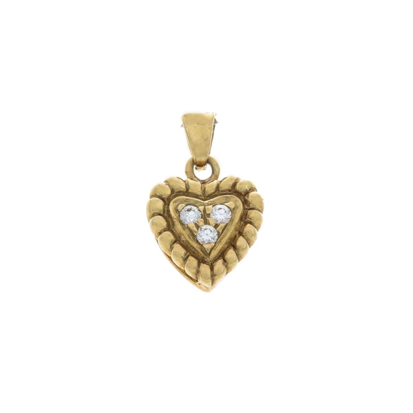 18k Yellow Gold Heart Drop Cubic Pendant