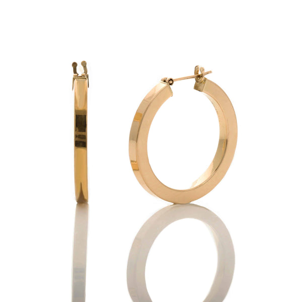 18k Yellow Gold Hoops Square Tube Lainey Earrings