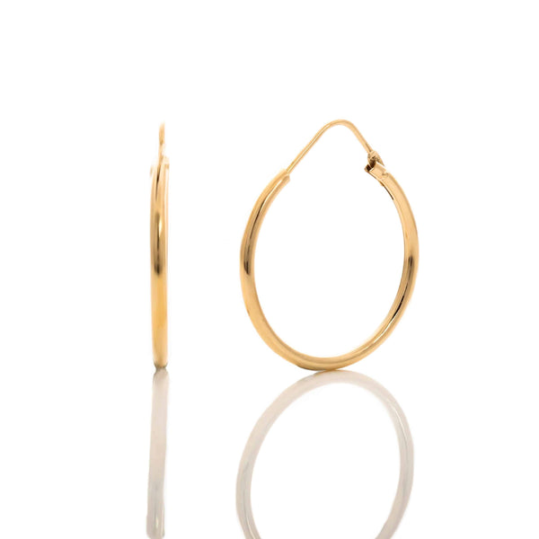 18k Yellow Gold Large thin Hoops Freya Earrings