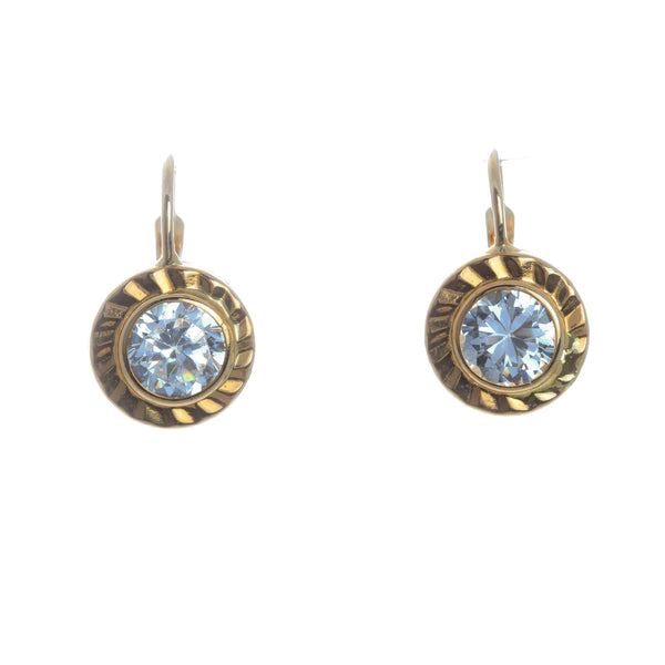 18k Yellow Gold Lever back Cubic Madeline Earrings