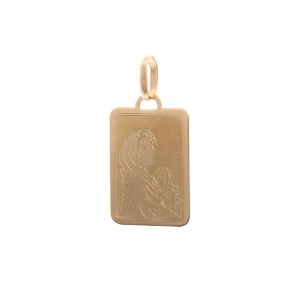 18k Yellow Gold Madonna and Child Pendant