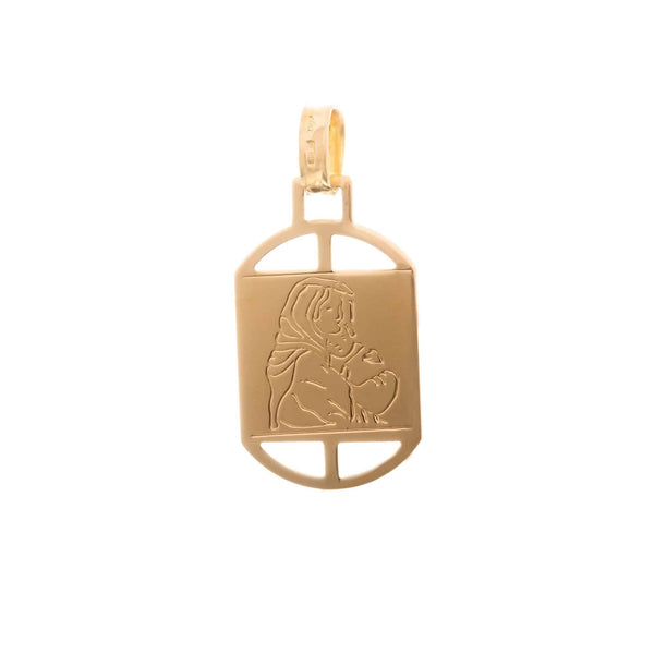 18k Yellow Gold Madonna Cut out Design Pendant