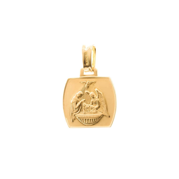 18k Yellow Gold Medal Baptismal Pendant