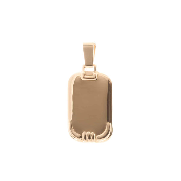 18k Yellow Gold Medallion Curved Rectangular Pendant