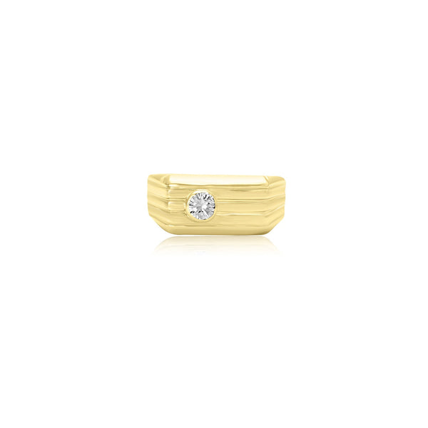 18K Yellow Gold Mens Bezel Ring - Rings