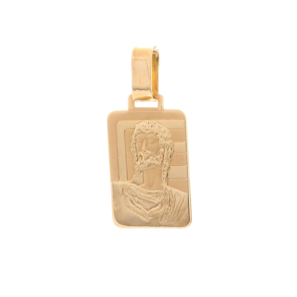 18k Yellow Gold Men’s Rectangular Jesus Christ Medallion 