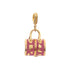 18k Yellow Gold Pink Enamel Purse Italy Pendant