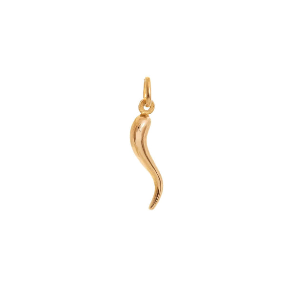 18k Yellow Gold Puffed Horn Italy Pendant
