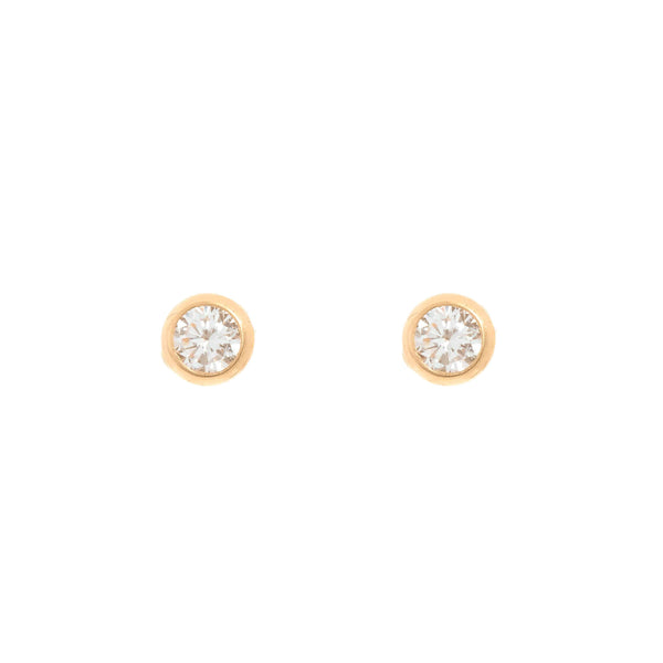 18k Yellow Gold Round Bezel Cubic Ember Earrings