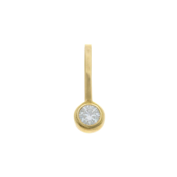 18k Yellow Gold Round Bezel Pole Drop Pendant