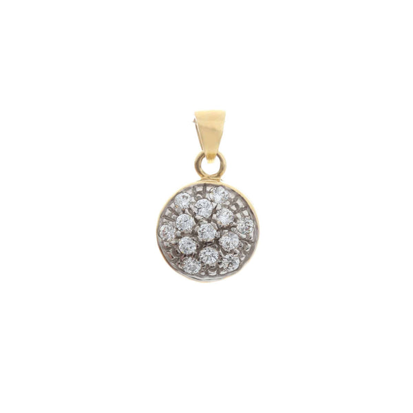 18k Yellow Gold Round Cubic Drop Italy Pendant