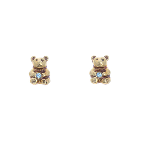 18k Yellow Gold Teddy Bear Cubic Gwendolyn Earrings