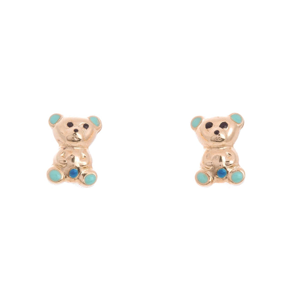 18k Yellow Gold Teddy Bear Light Blue Kyleigh Earrings