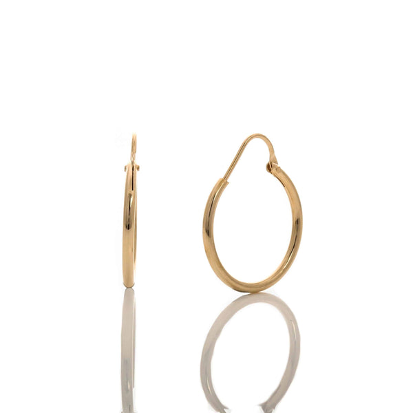 18k Yellow Gold thin Hoops Tube Hoop Riya Earrings