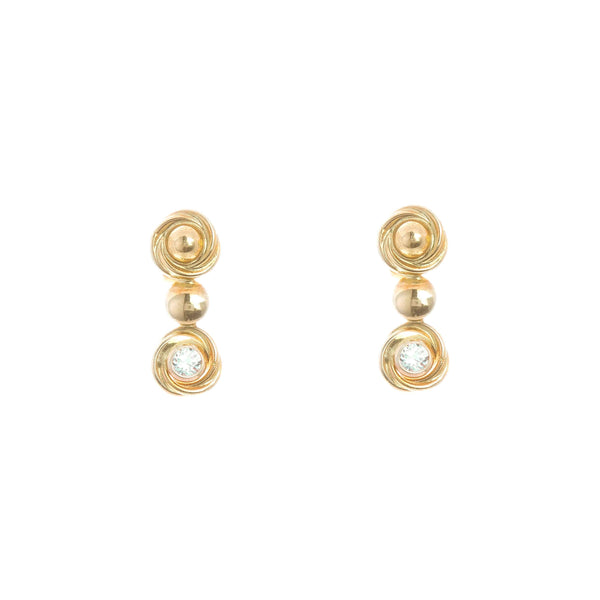 18k Yellow Gold Triple Circle Cubic Angelica Earrings