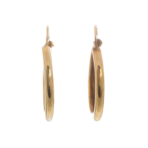 18k Yellow Gold Tube Style Hoop Paisley Earrings