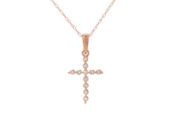 Amaka (0.11 Ct Tw.) Double Diamond Cross Necklace