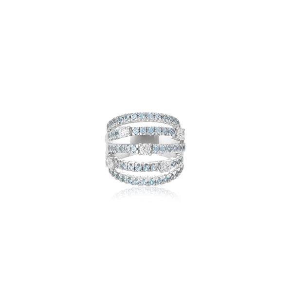 Eudoxia Five Row Blue Cubic Ring