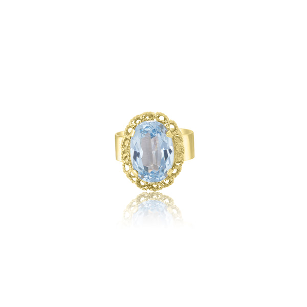 Silvia Vintage Aqua Oval Ring