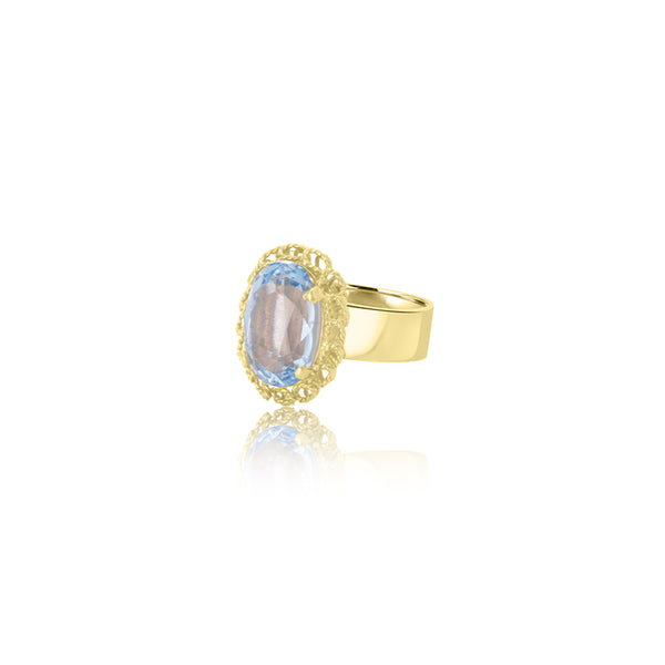 Silvia Vintage Aqua Oval Ring