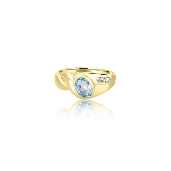 Addolorate Tempa Aqua Cubic Oval Ring