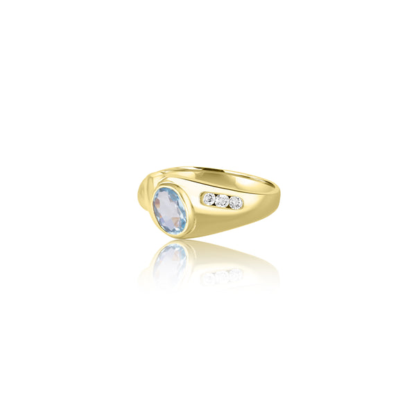 Addolorate Tempa Aqua Cubic Oval Ring