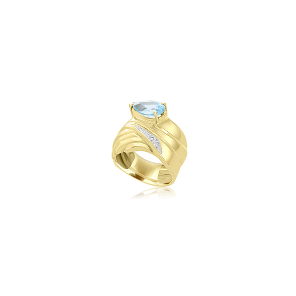 Ellie Pear Aqua Diamond Ring