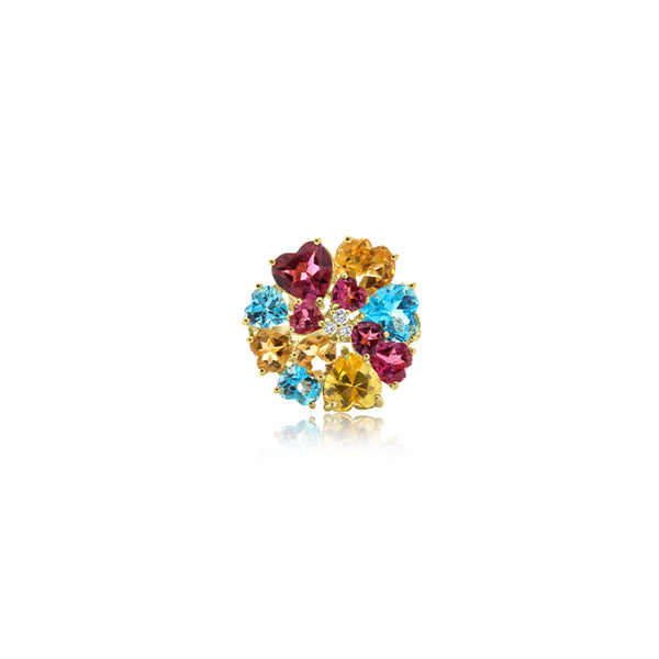 Dalmar Multi Colour Heart Shape Ring