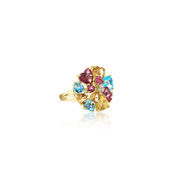 Dalmar Multi Colour Heart Shape Ring