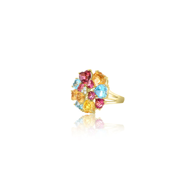 Dalmar Multi Colour Heart Shape Ring