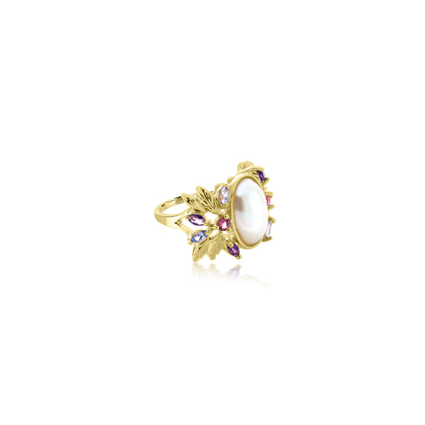 Ebun Oval Pearl & Gem Ring