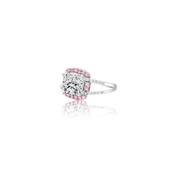 Icess Split Shank Clear Pink Ring