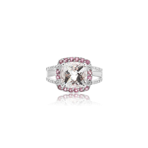 Icess Split Shank Clear Pink Ring