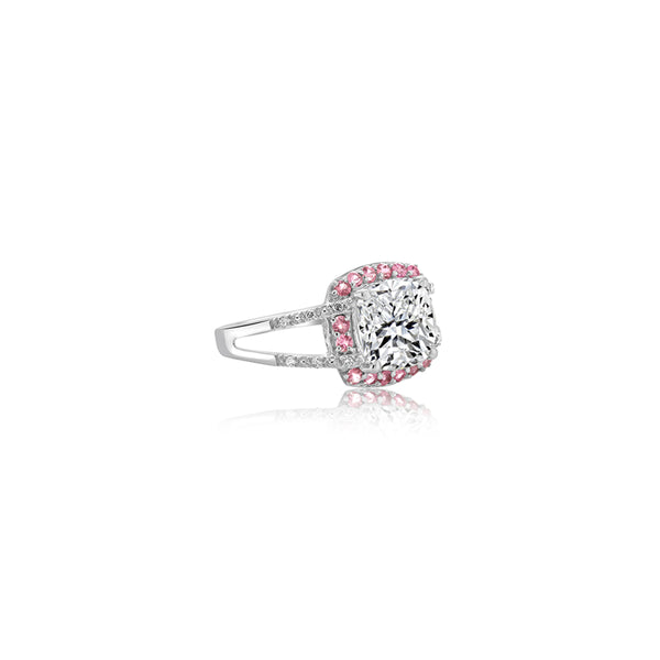 Icess Split Shank Clear Pink Ring