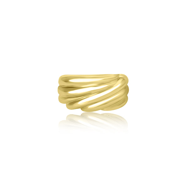 Izedbe Wide Grooved Gold Ring