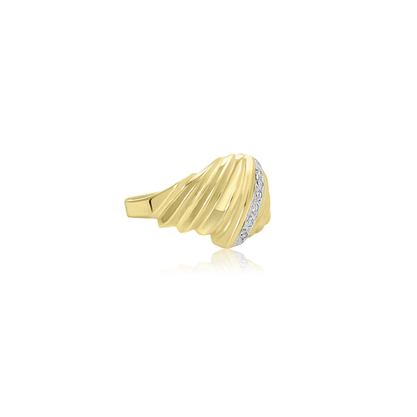 Kifimbo Grooved Diamond Dome Ring