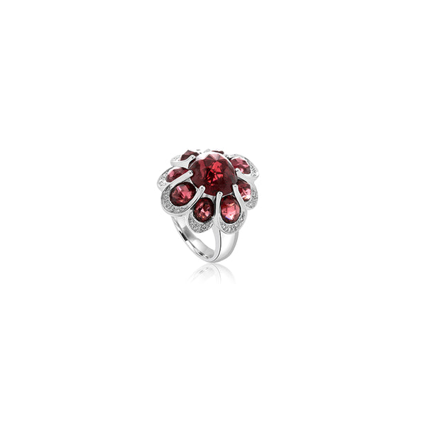 Shibra Oval & Brilliant Garnet Ring