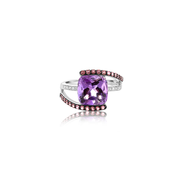 Tejesvi Amethyst Cushion Accent Ring