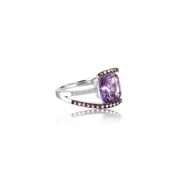 Tejesvi Amethyst Cushion Accent Ring