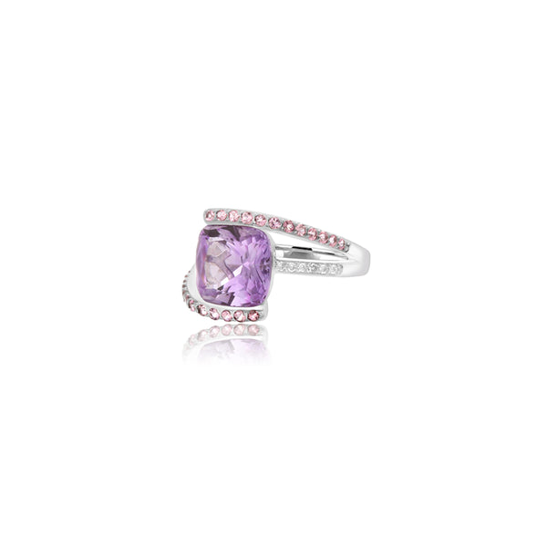 Tejesvi Amethyst Cushion Accent Ring