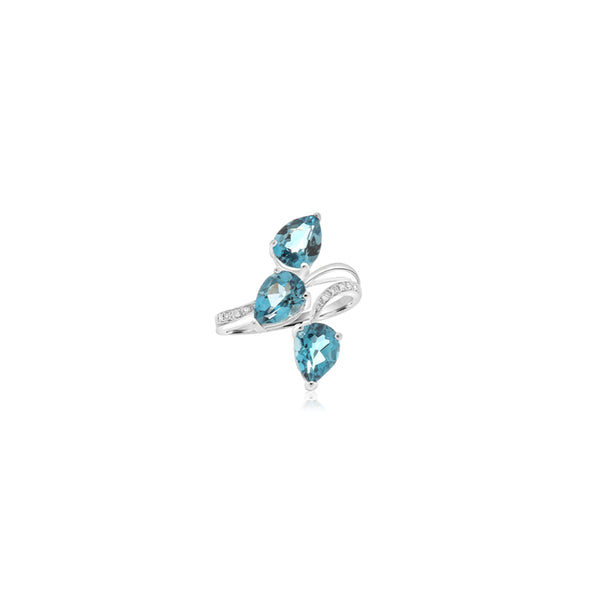 Umaya Triple Pear Blue Topaz Ring