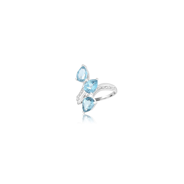 Umaya Triple Pear Blue Topaz Ring